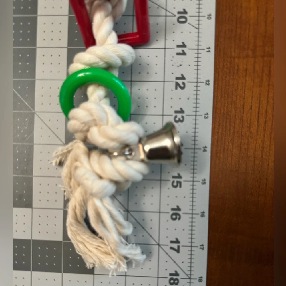 Handmade - Large Knotty Colorful Rope Bird Toy with Bell